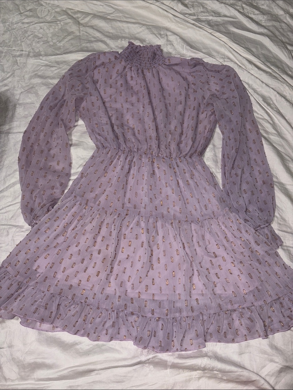 Nwt o.p.t. Lluvia Mini lavender metallic gold accent Dress